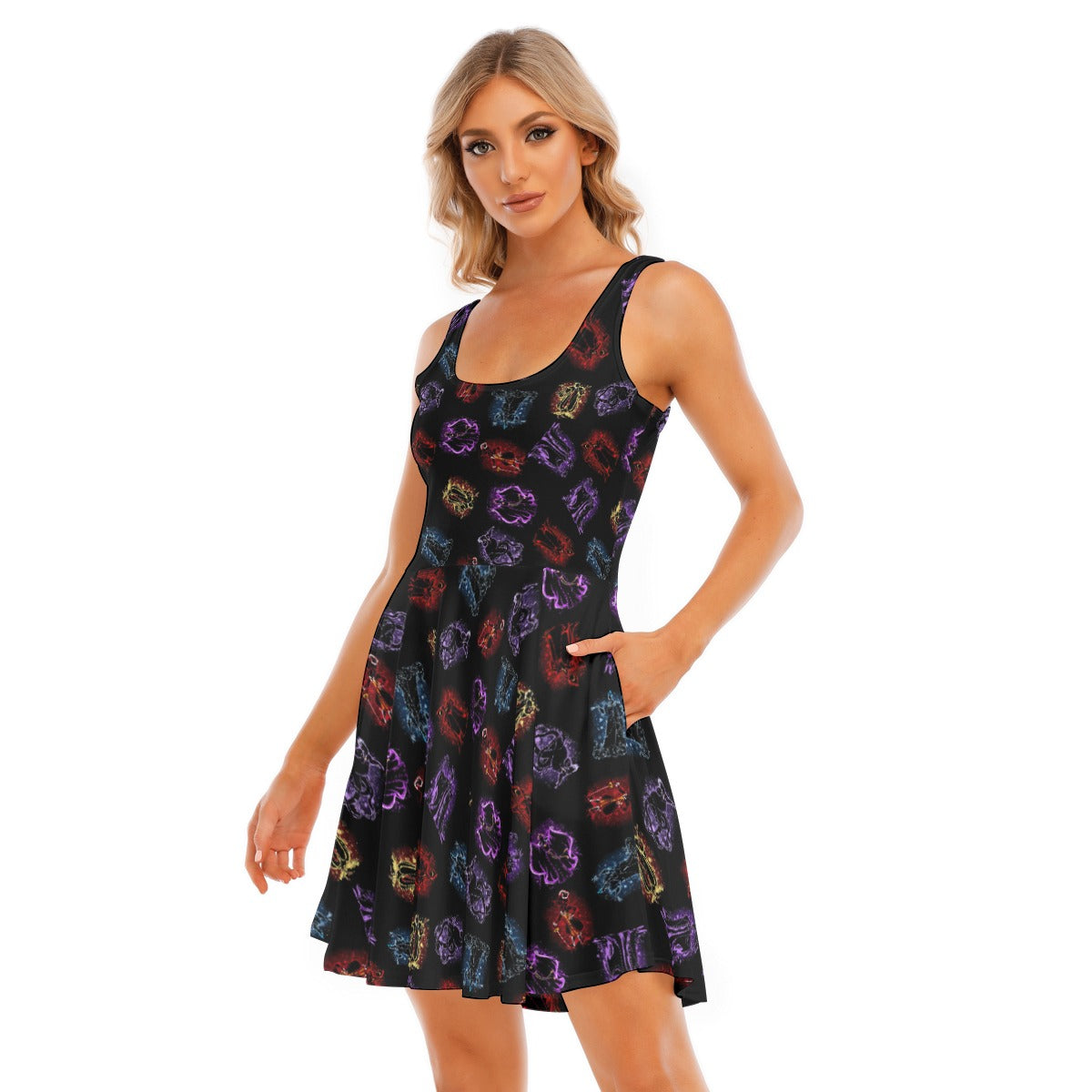 Villain Silhouettes Sparkle - Women's Sleeveless Pocket Skater Dress
