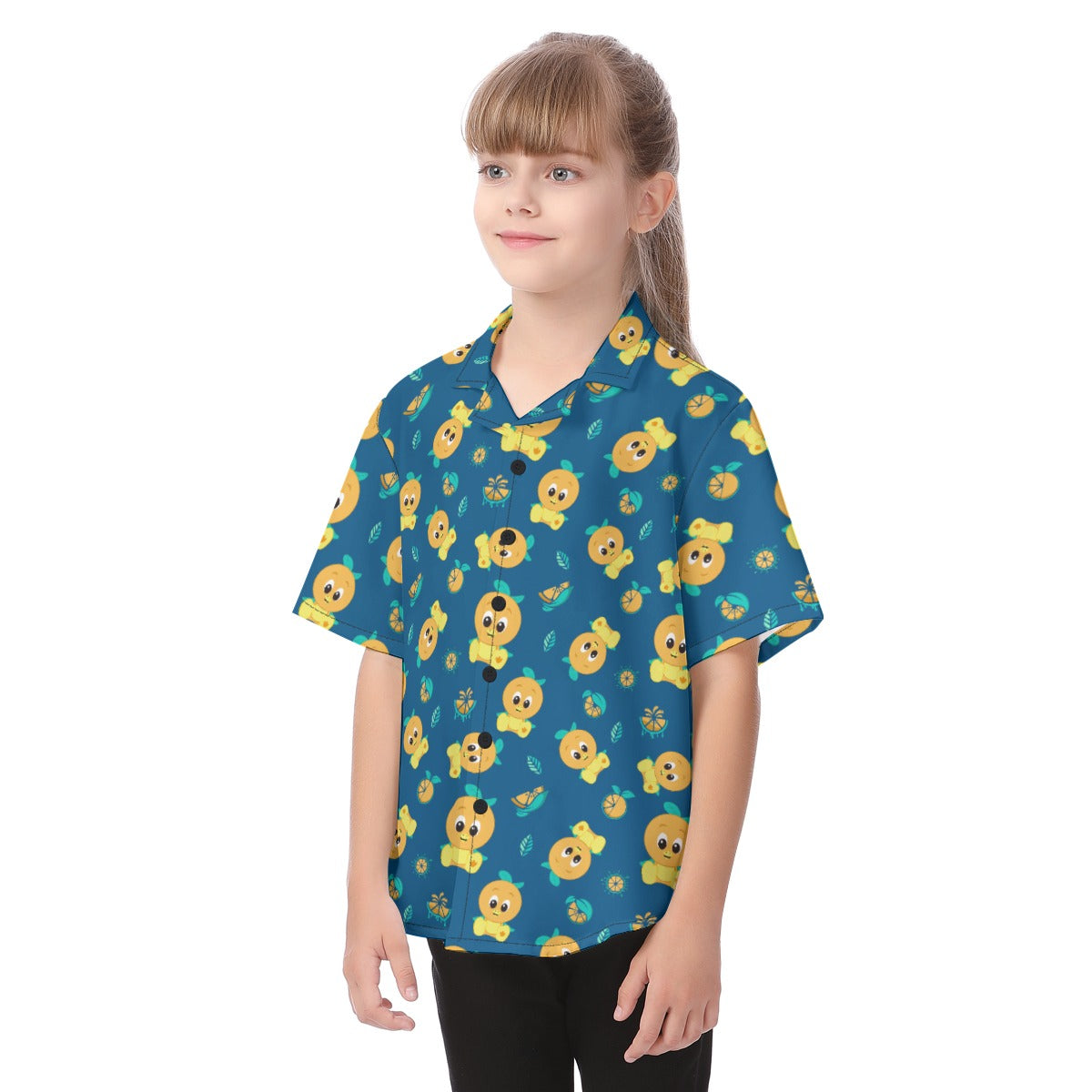 Cheerful Citrus Bird - Kid's Hawaiian Button Up Shirt