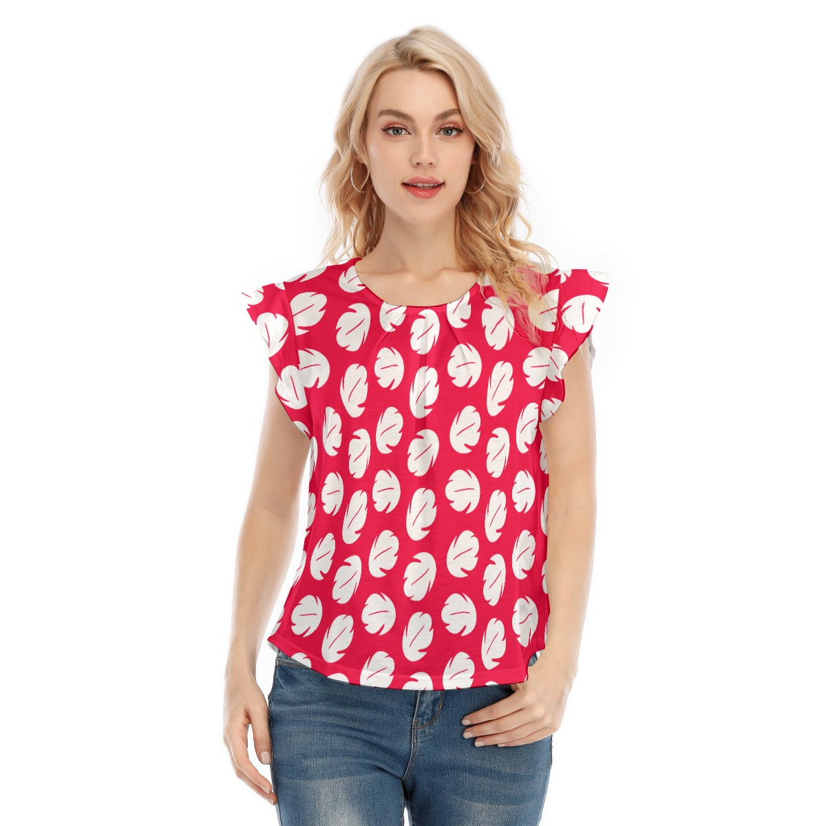 Island Leaf Print - Women’s Flutter Sleeve Top