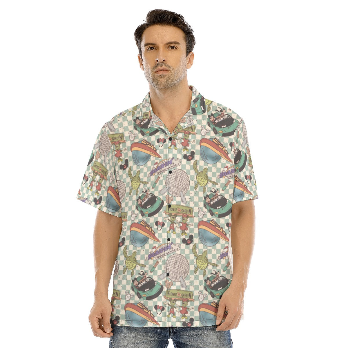 Hand Drawn EC - Men's Hawaiian Button Up Shirt