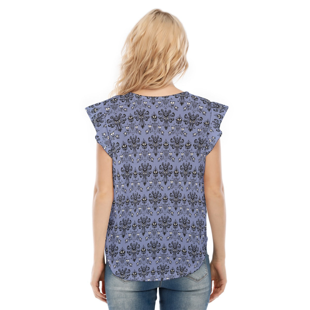 Spooky Mansion Wallpaper - Women’s Flutter Sleeve Top
