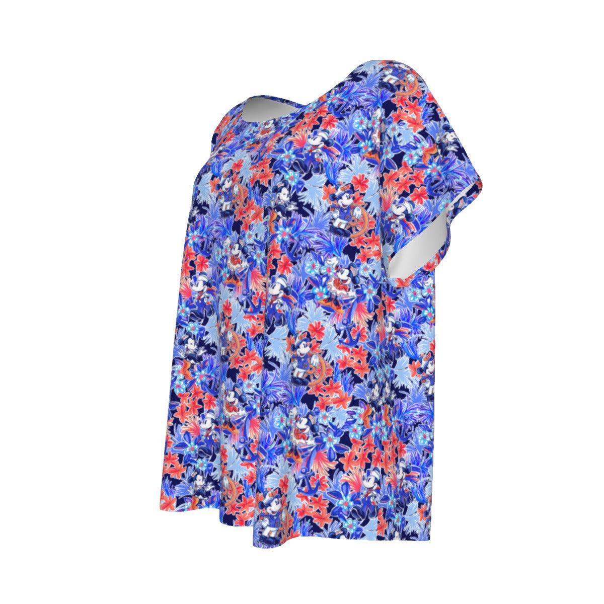 Navy Blooms Cruise - Women’s Relaxed Fit Scoop Tee