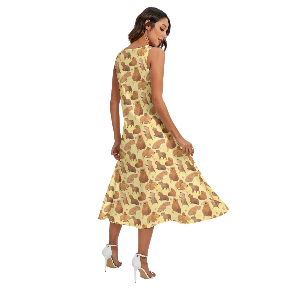 Capybara Love - Women’s Diagonal Pocket Midi Dress