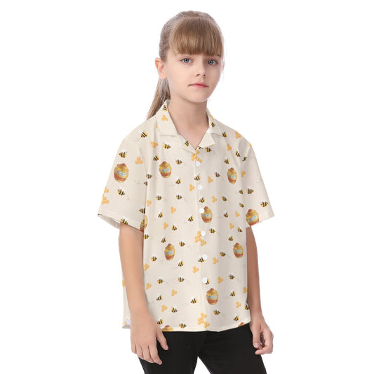 Sweet Hunny Pot & Bees - Kid's Hawaiian Button Up Shirt