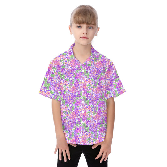 Tropical Splash Vibes - Iconic Crewends - Kid's Hawaiian Button Up Shirt