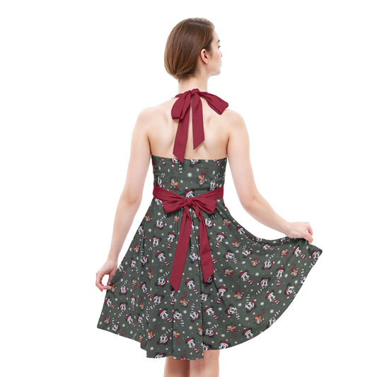Vintage Holiday Friends - Women's Halter Vintage Pocket Dress