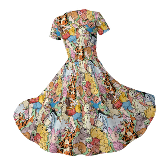 Sketched Hundred Acre Crew - Women's V-Neck Ruched Midi Dress