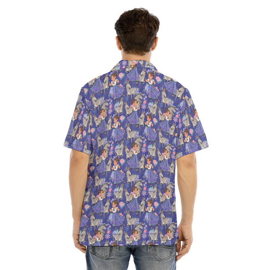 Whimsical Strong Heroine - Men's Hawaiian Button Up Shirt