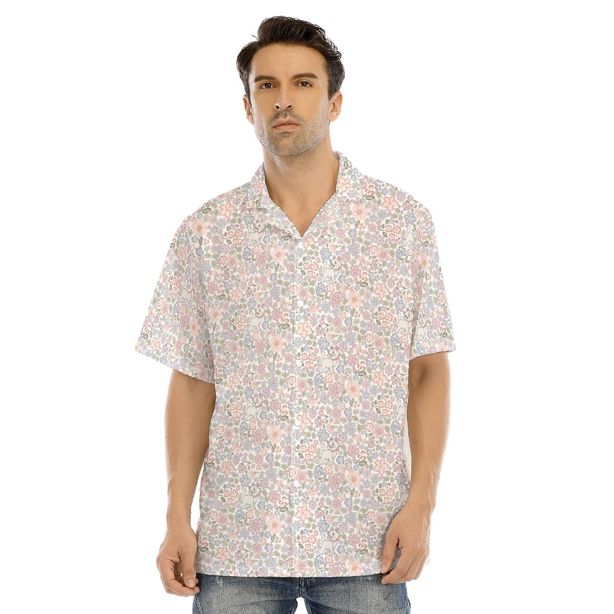 Springtime Kitten Garden Elegance - Men's Hawaiian Button Up Shirt