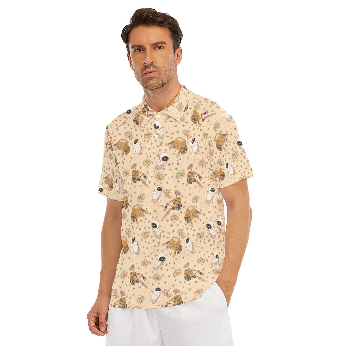 Botanical Robot Love Story - Men's Polo Shirt
