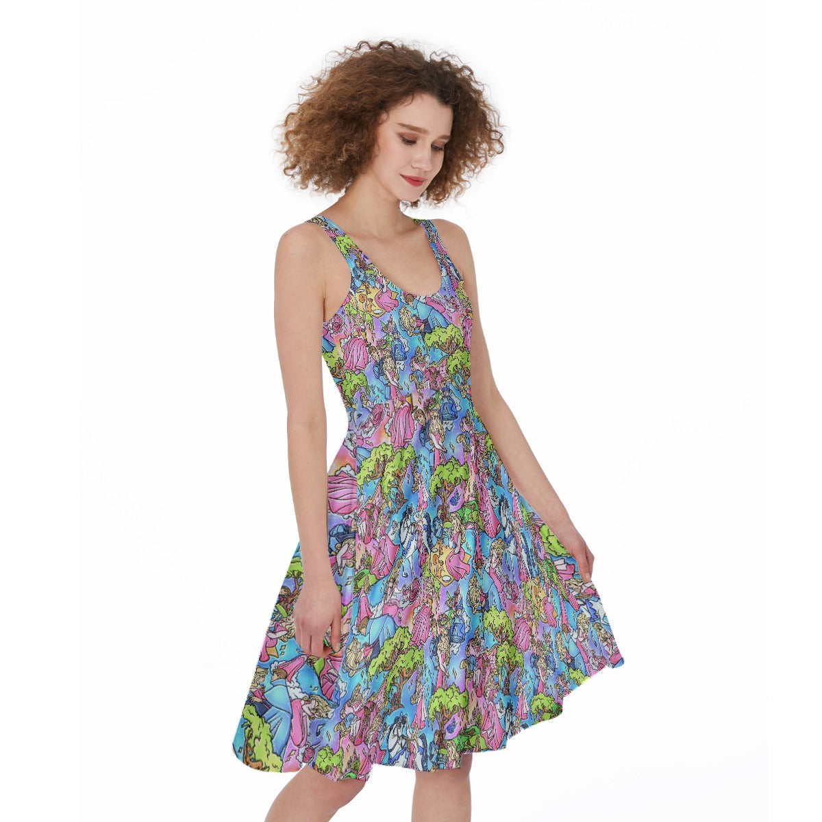 Dreaming Princess Storybook Scenes - Women's Pocket Midi Skater Dress