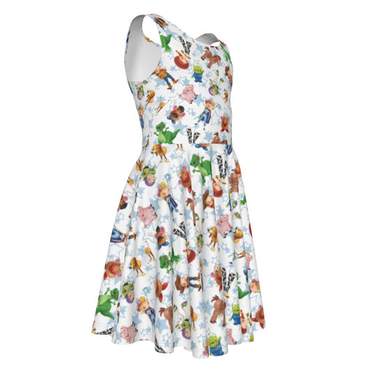 Playful Toy Friends- Kid's Sleeveless Skater Dress