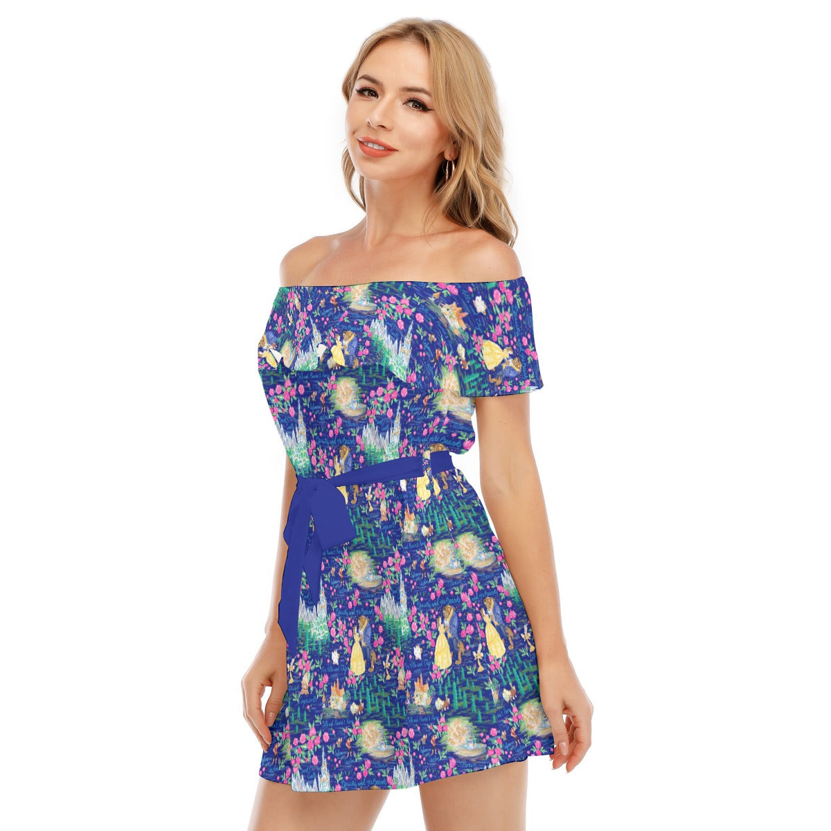 Enchanted Forest Romance - Women's Off-shoulder Ruffle Dress