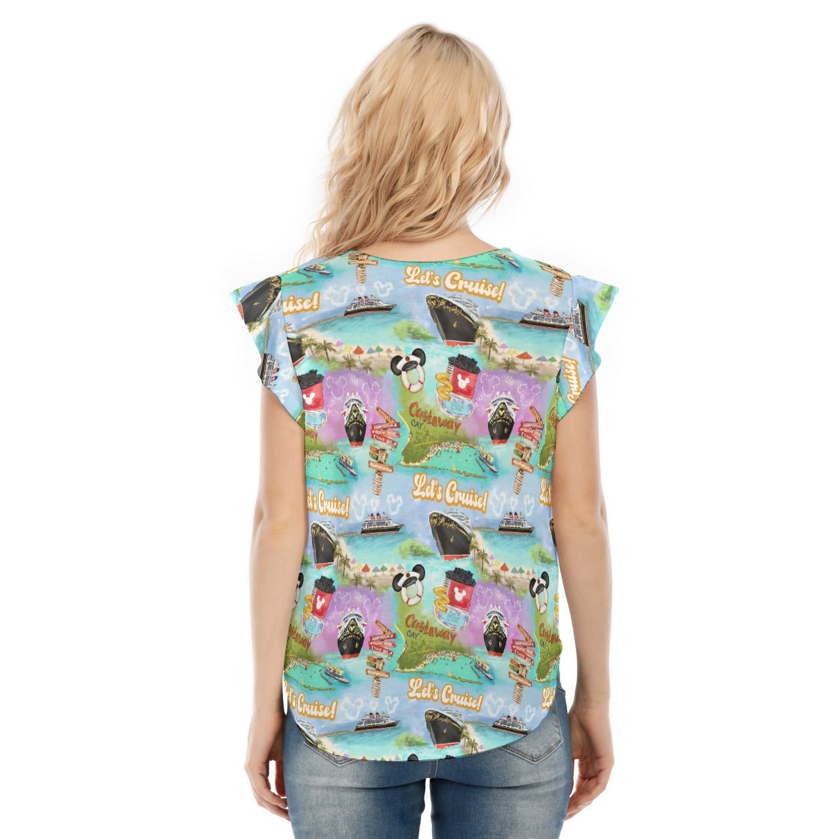 Tropical Castaway Island - Women’s Flutter Sleeve Top