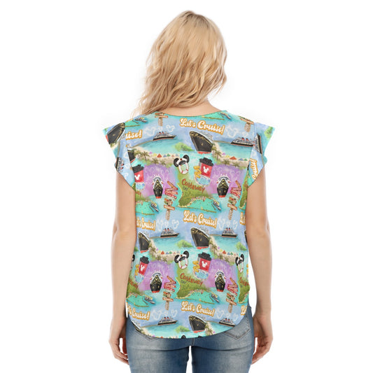 Tropical Castaway Island - Women’s Flutter Sleeve Top
