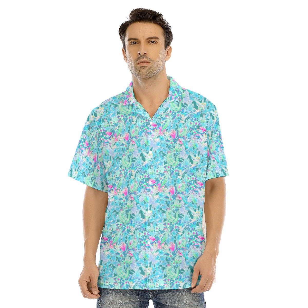 Bright Floral Flight - Neverland Adventure - Men's Hawaiian Button Up Shirt