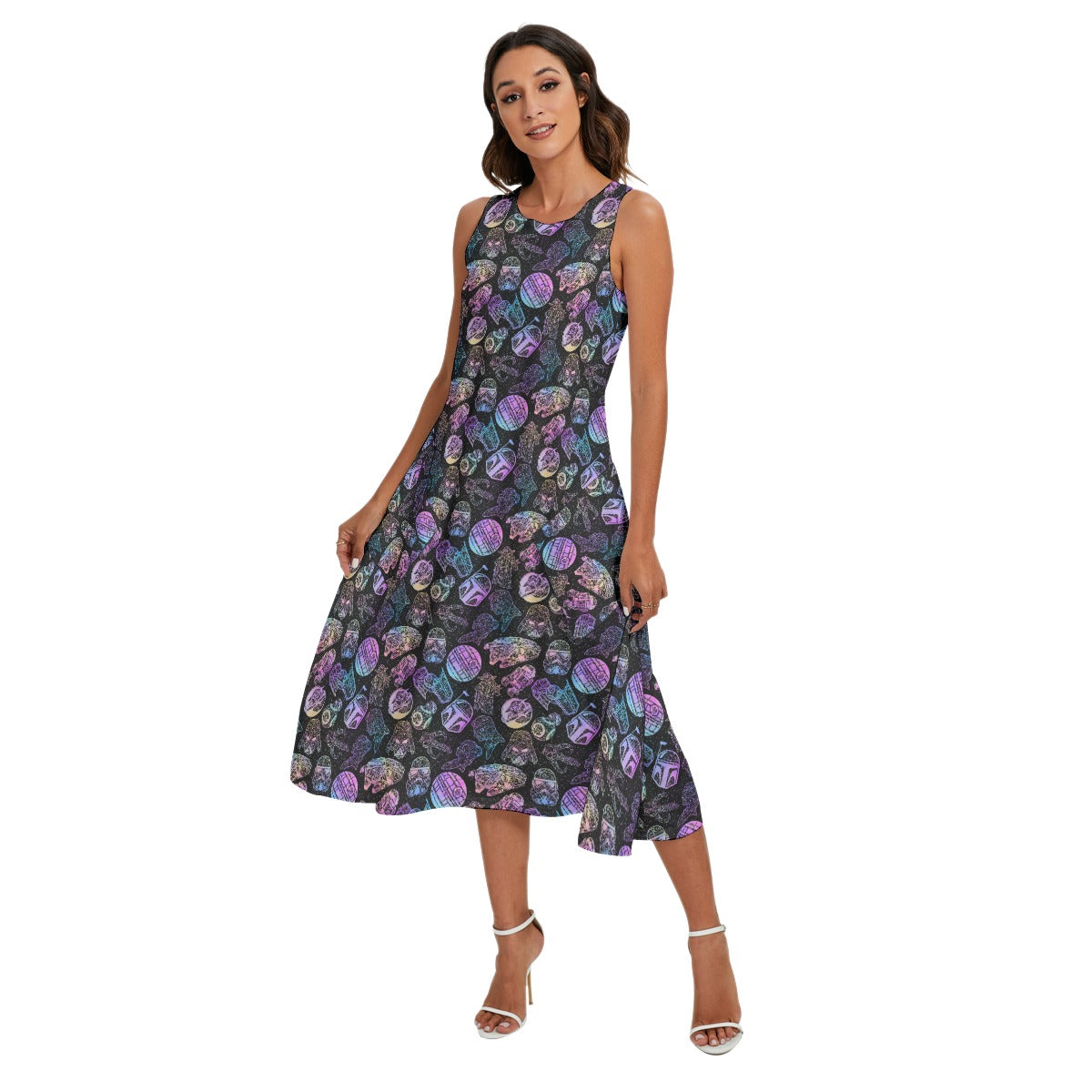 Watercolor Galactic Mandalas - Women’s Diagonal Pocket Midi Dress