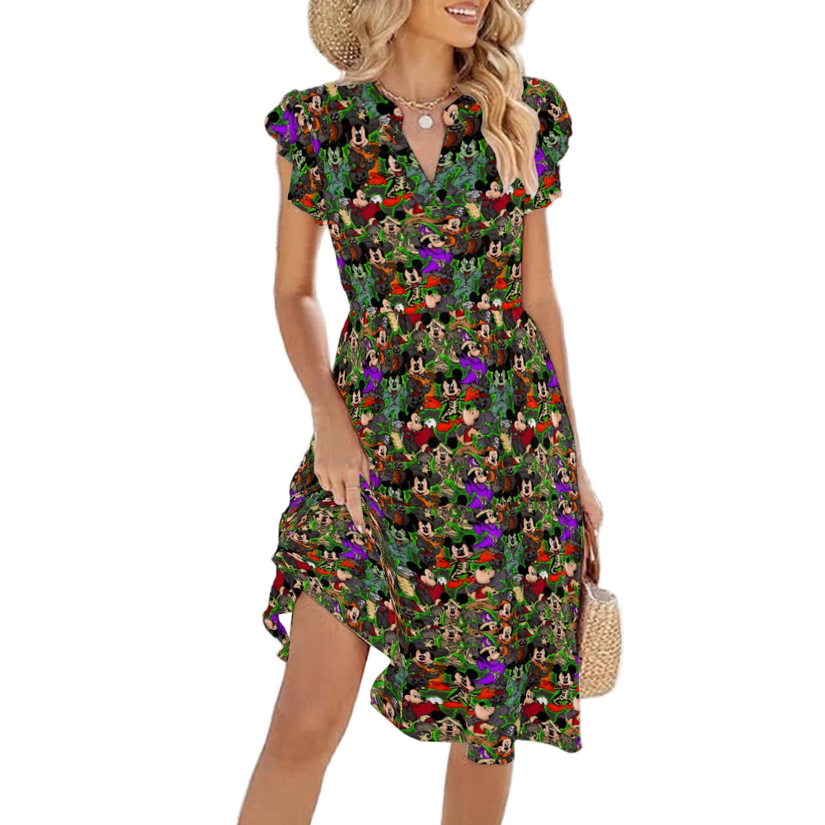 Halloween Costume Mashup - Women's Tiered Pocket Midi Dress