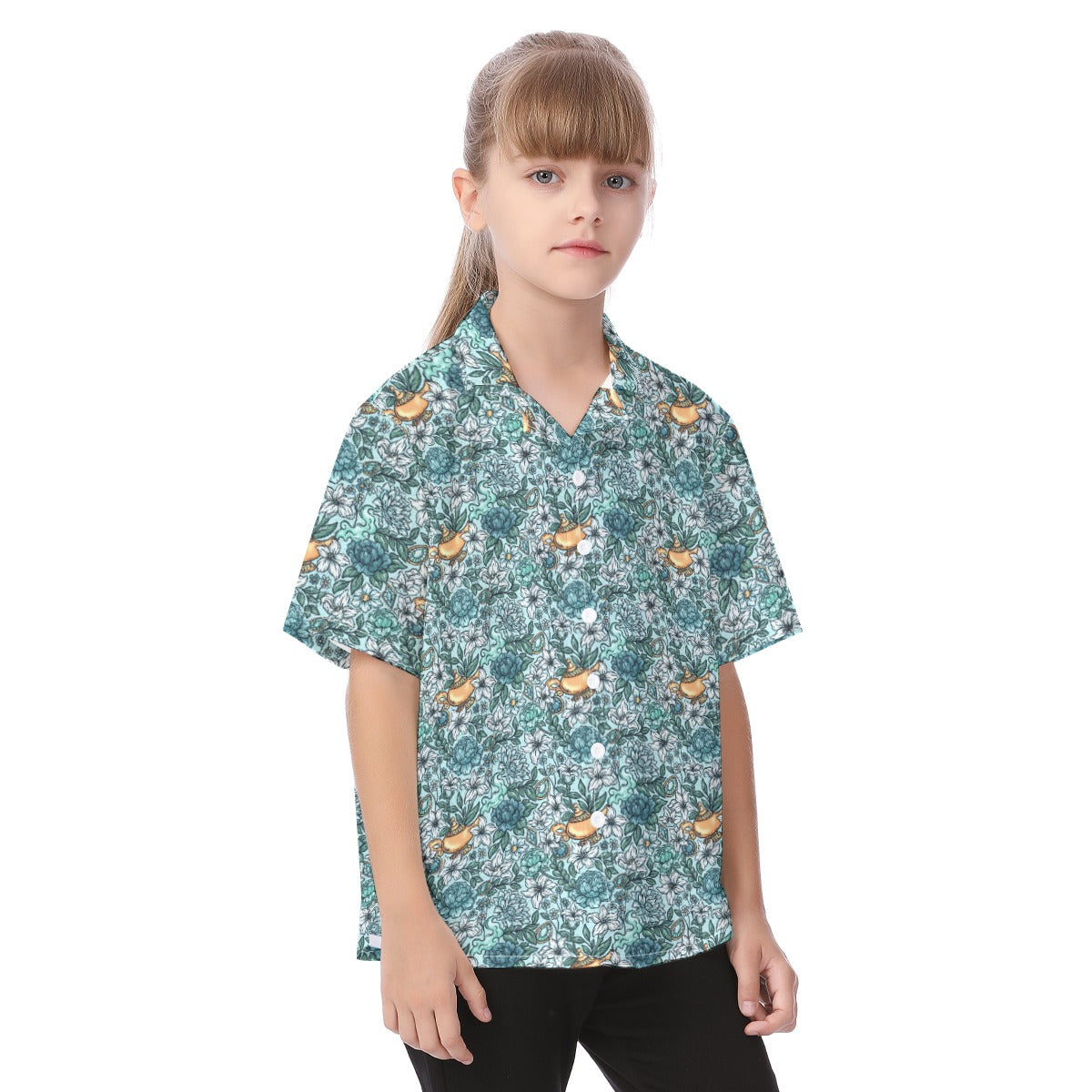Fairytale Florals - Arabian Princess - Kid's Hawaiian Button Up Shirt