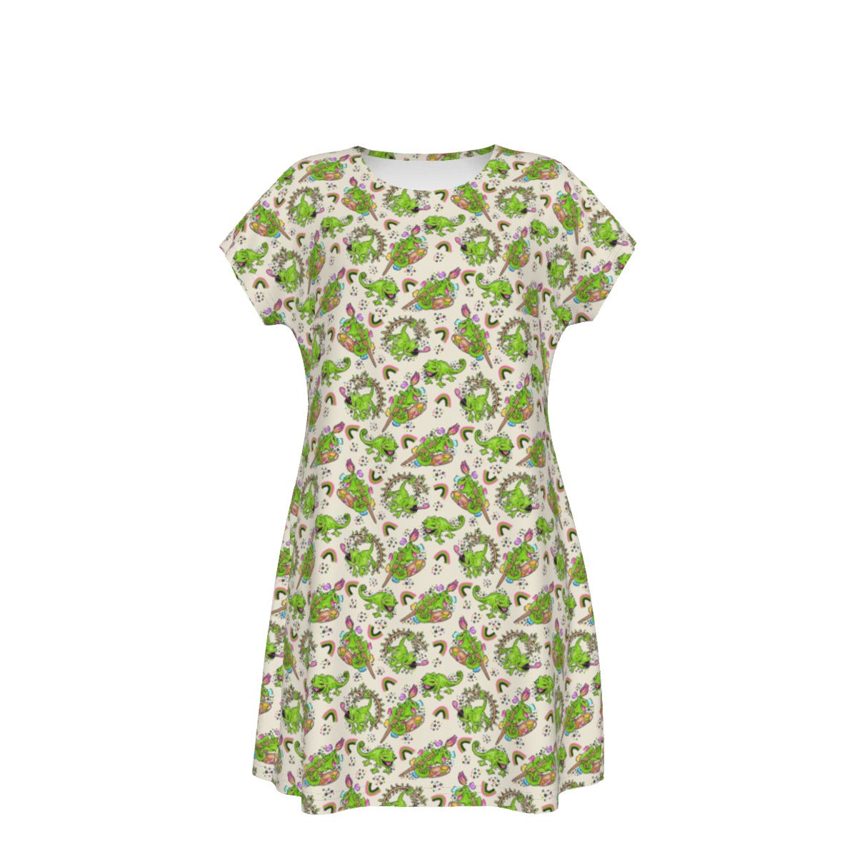 Colorful Chameleon Splash - Women's T-Shirt Dress