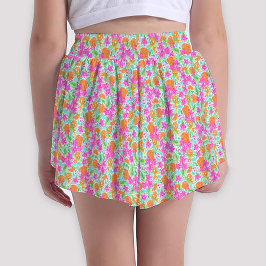 Tropical Citrus Bloom - Girls’ Flowy Pocket Shorts