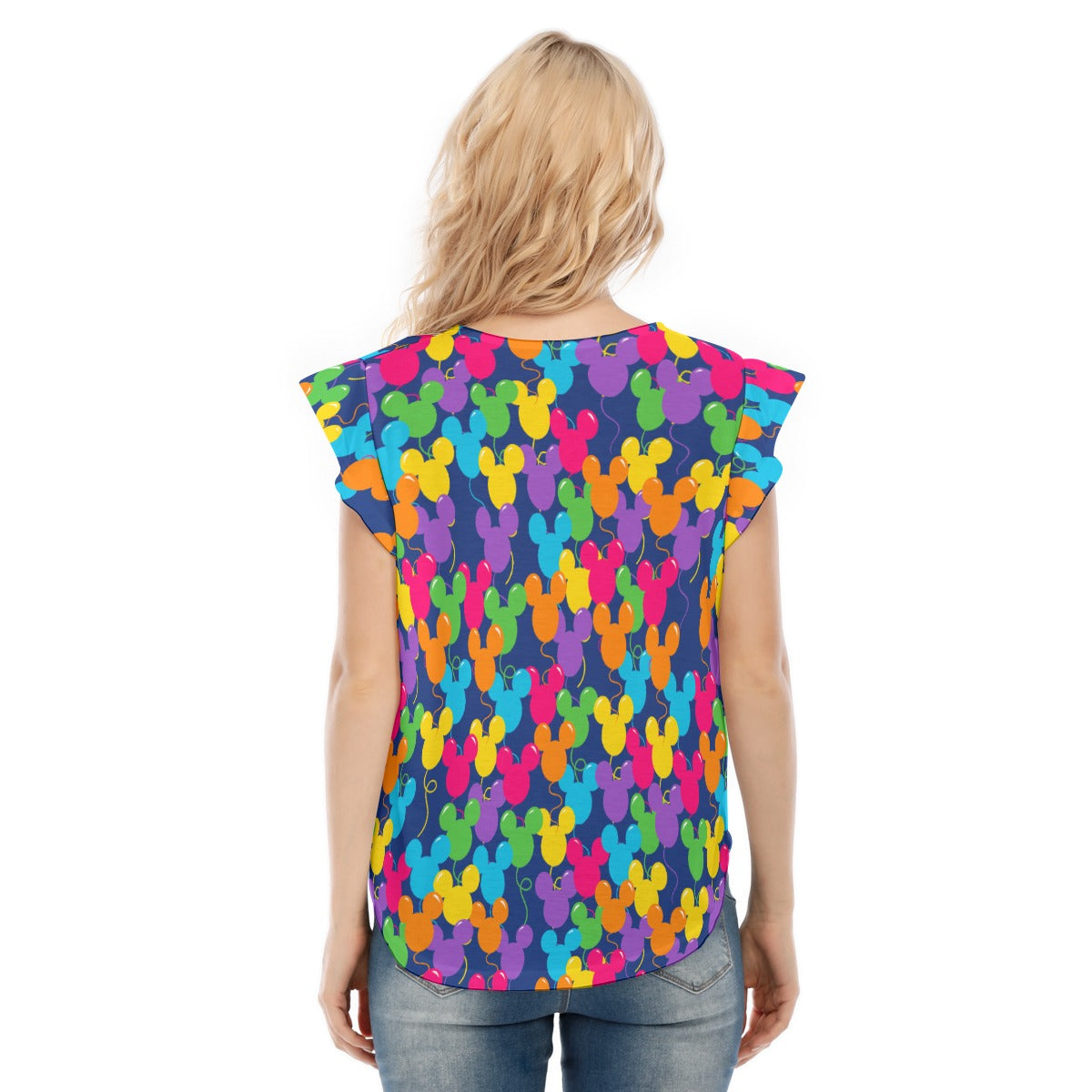 Bright Mouse Ear Balloons - Women’s Flutter Sleeve Top