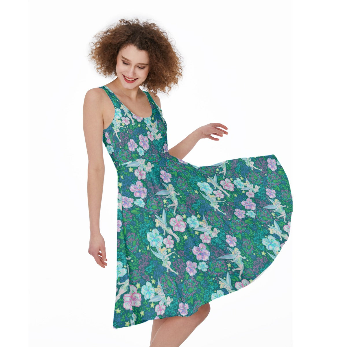 Pixie in Neon Blooms - Pocket Midi Skater Dress