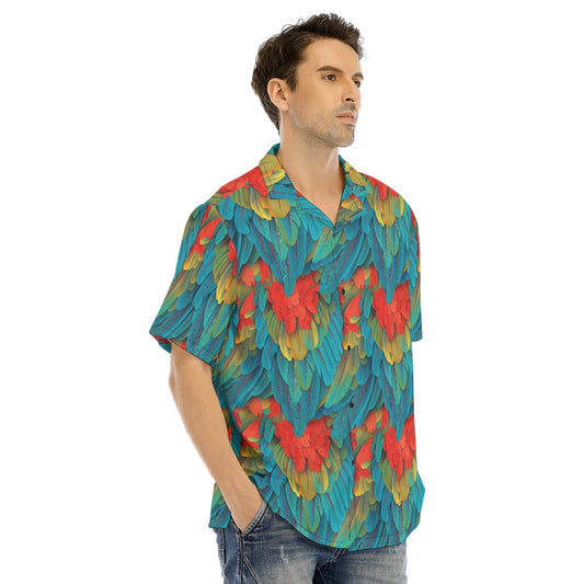 Animal Print - Macaw Parrot - Men's Hawaiian Button Up Shirt