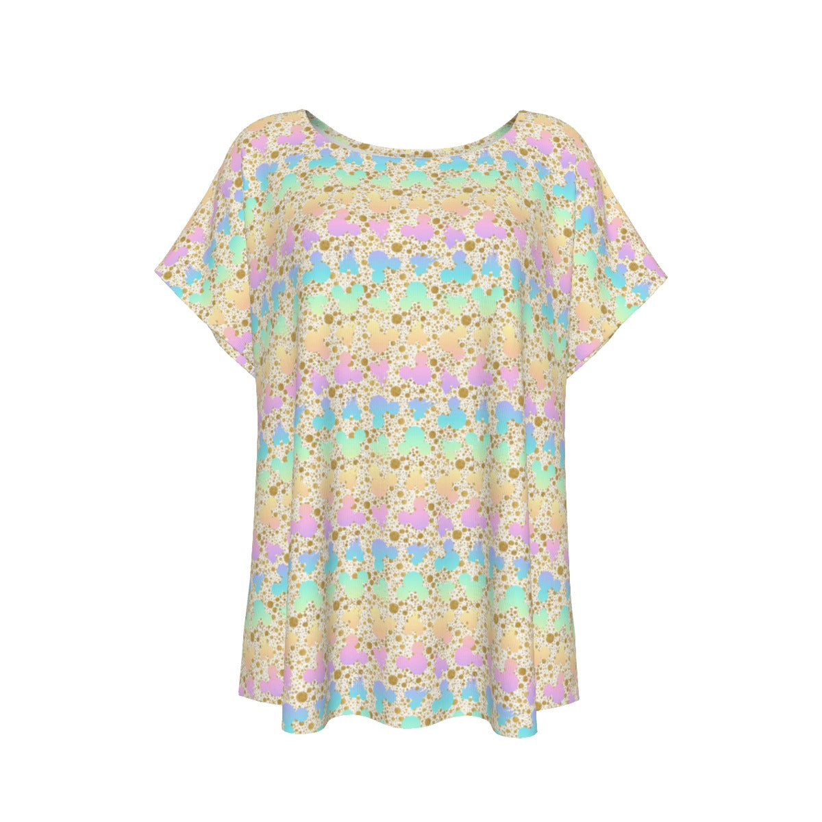 Gold Dot Rainbow Mouse Ears Castle - Women’s Relaxed Fit Scoop Tee