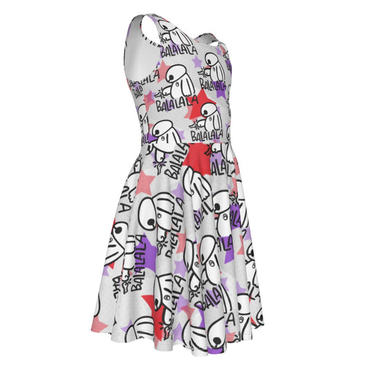 White Robot Balala- Kid's Sleeveless Skater Dress