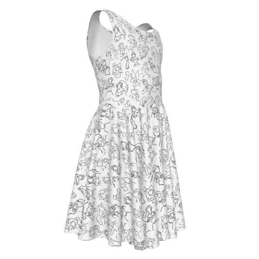 Monochrome Royal Silhouettes - Kid's Sleeveless Skater Dress