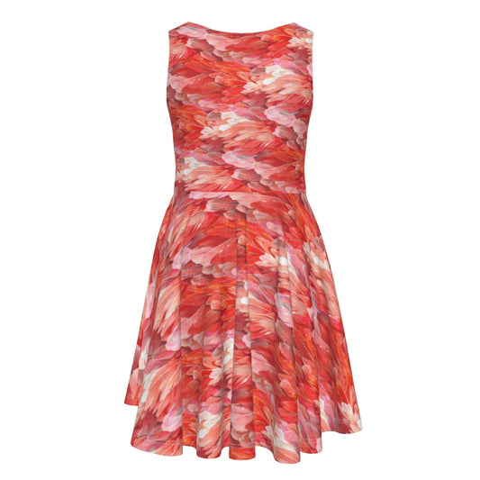 Animal Print - Flamingo - Kid's Sleeveless Skater Dress