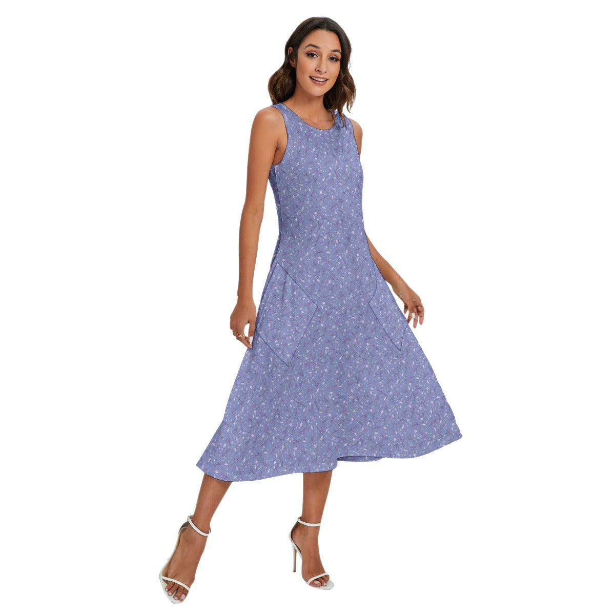 Lavender Vibes - Women’s Diagonal Pocket Midi Dress
