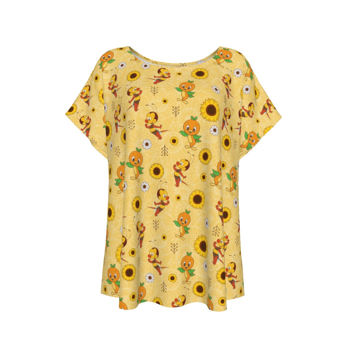 Cheerful Bee & Citrus Bird - Women’s Relaxed Fit Scoop Tee
