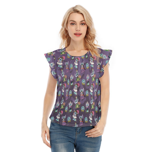 Haunted Alien Portraits - Women’s Flutter Sleeve Top