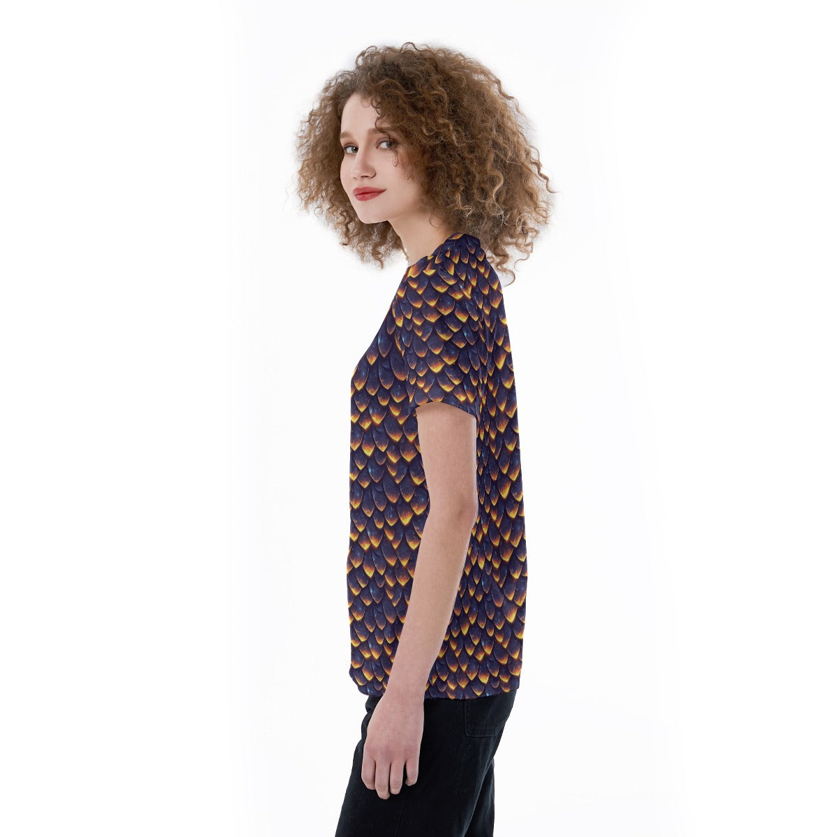 Animal Print - Dragon - Women's Short Sleeve V-Neck T-Shirt