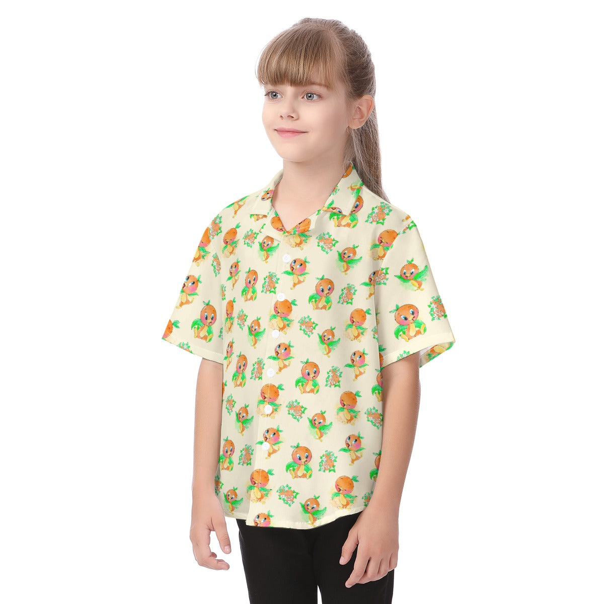 Citrus Charm Bird - Kid's Hawaiian Button Up Shirt