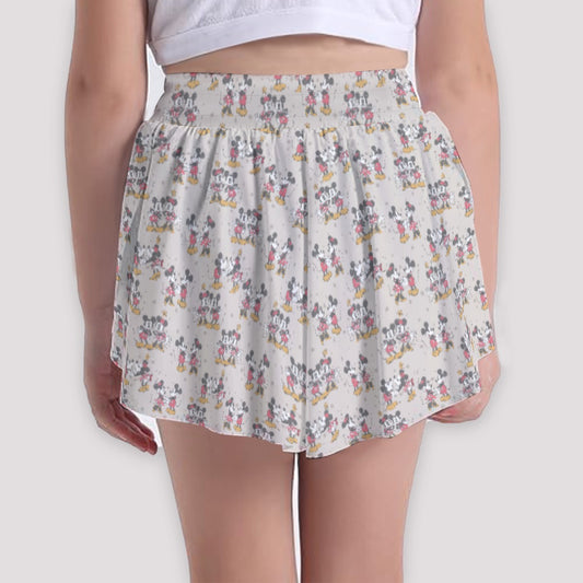 Retro Mouse & Partnernnie - Girls’ Flowy Pocket Shorts