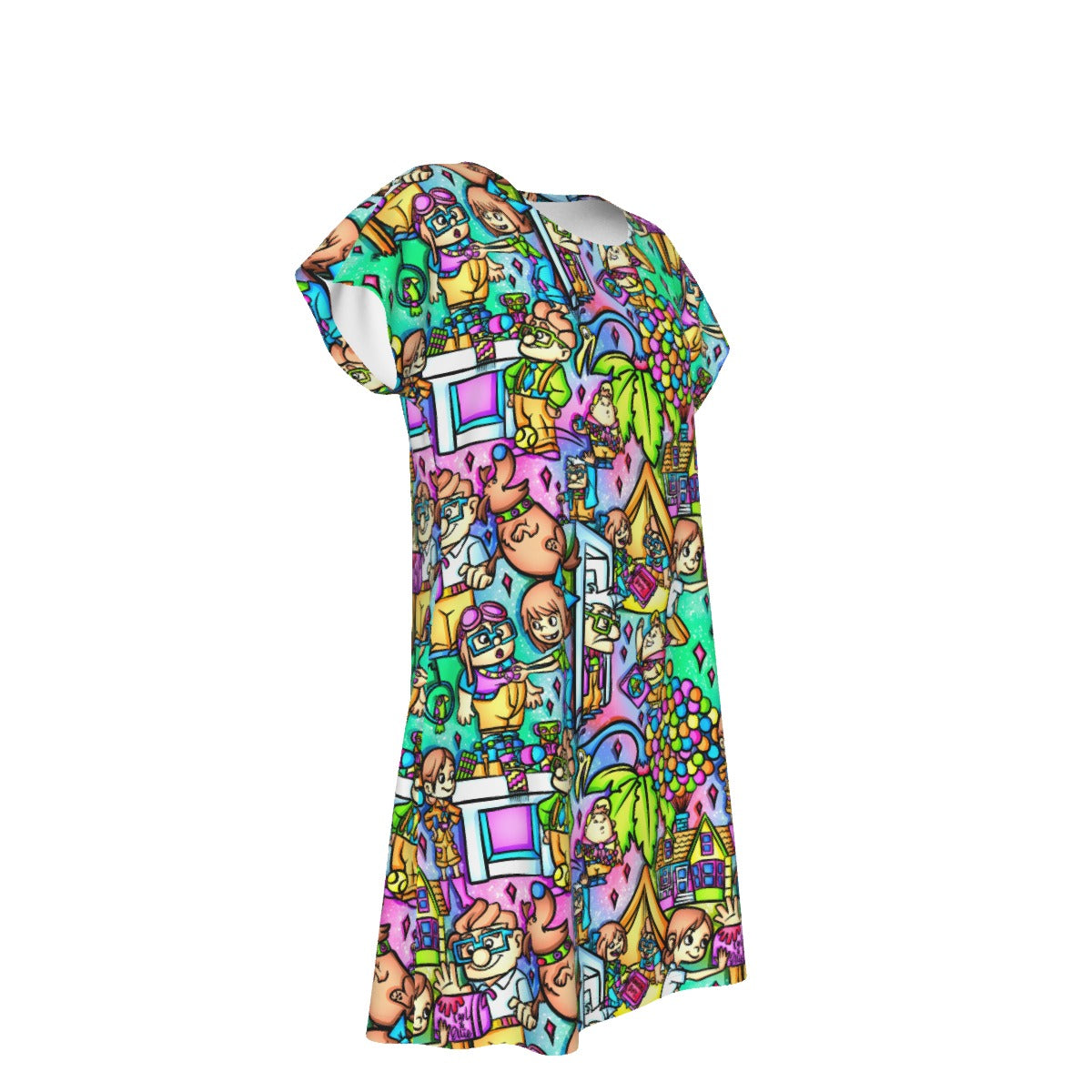 Balloon House Adventure Scenes - Women's T-Shirt Dress