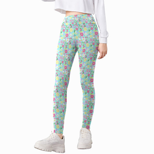 Neon Spring Floral Friends - Kid's Leggings