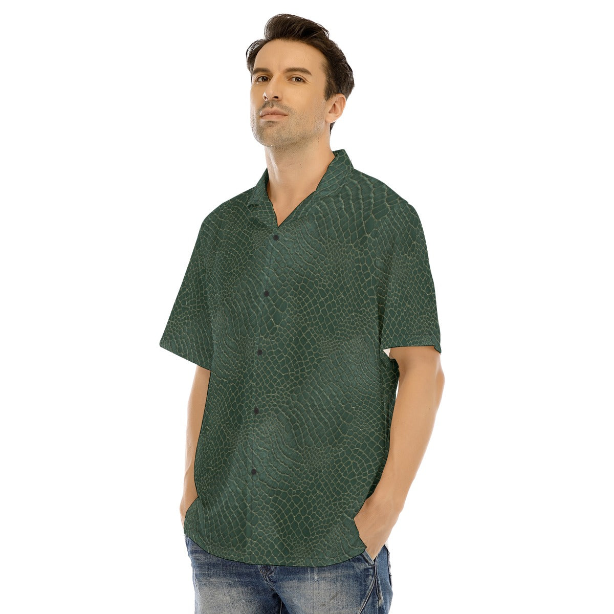 Animal Print - Alligator - Men's Hawaiian Button Up Shirt