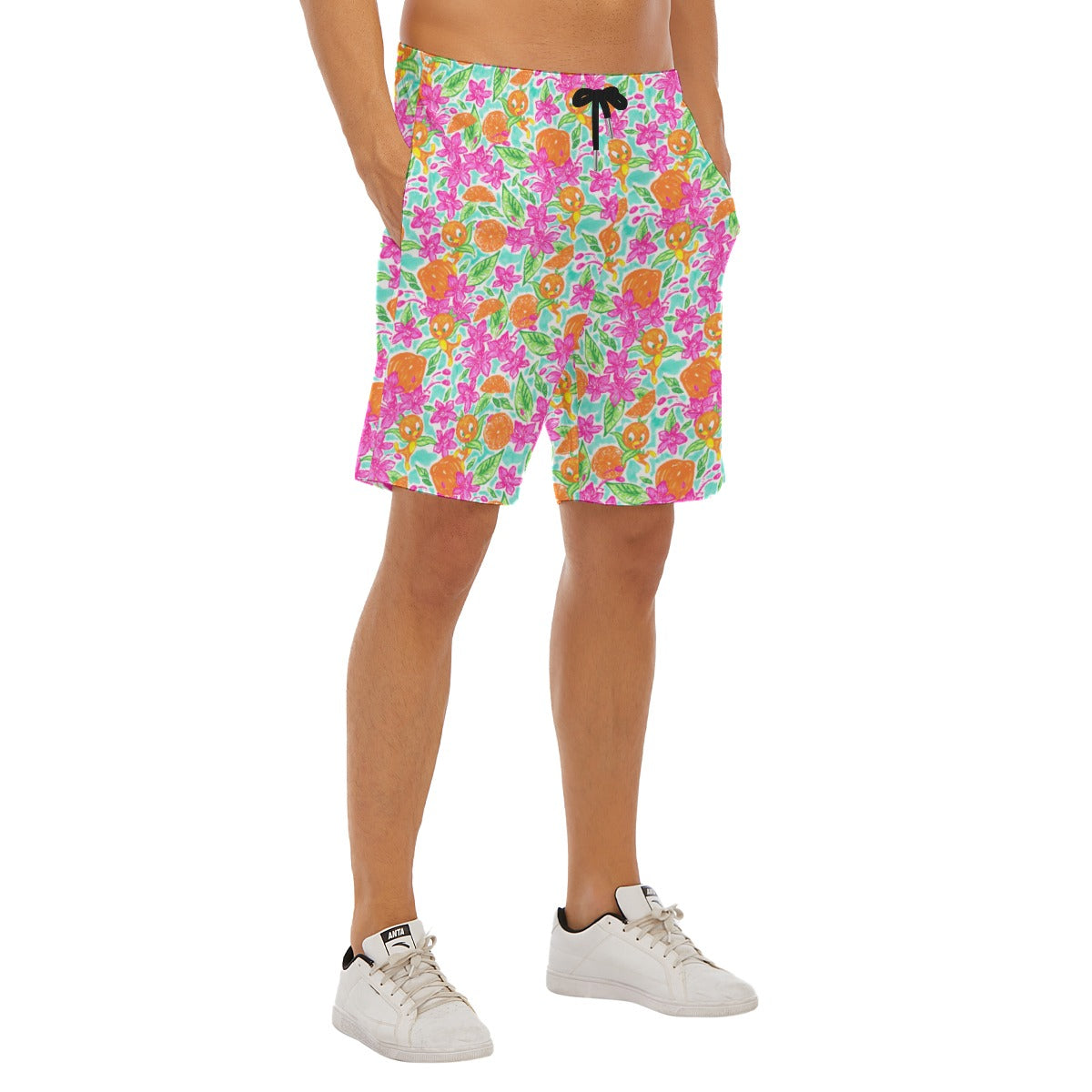 Tropical Citrus Bloom - Men’s Pocket Beach Shorts