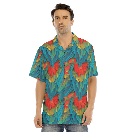 Animal Print - Macaw Parrot - Men's Hawaiian Button Up Shirt