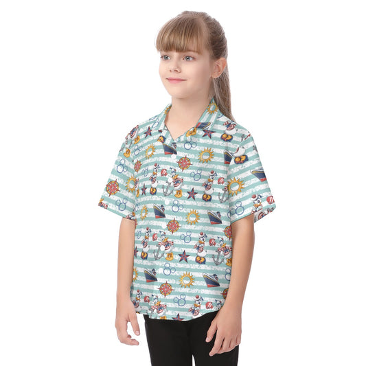Sailor Duo on Deckaisy - Kid's Hawaiian Button Up Shirt