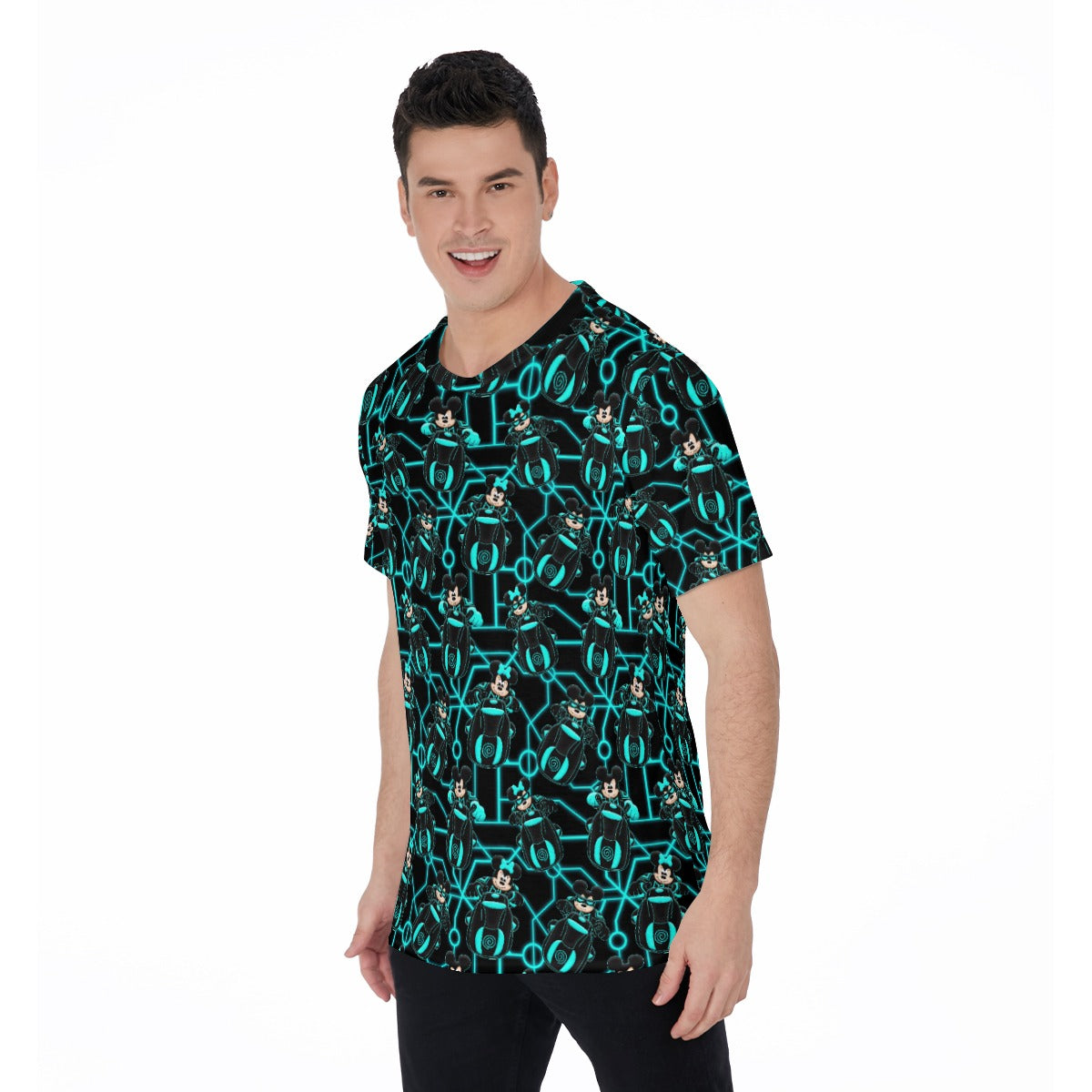 Electric Neon Grid Adventure - Men's Short Sleeve T-Shirt