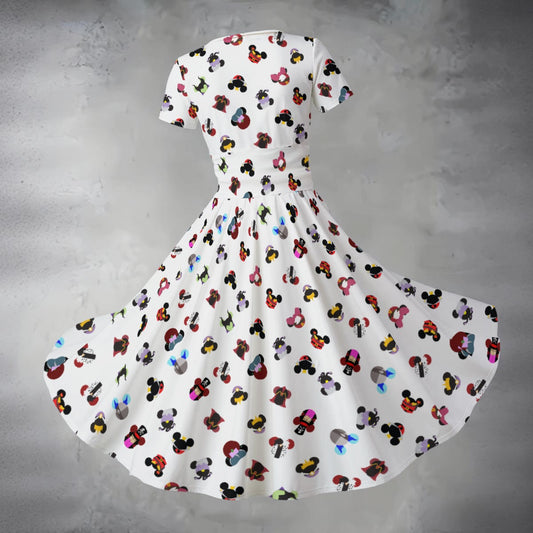 Wicked Mouse Ears - Women's V-Neck Ruched Midi Dress