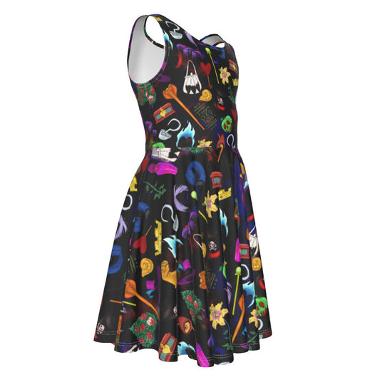 Villainous Icons Collage - Kid's Sleeveless Skater Dress