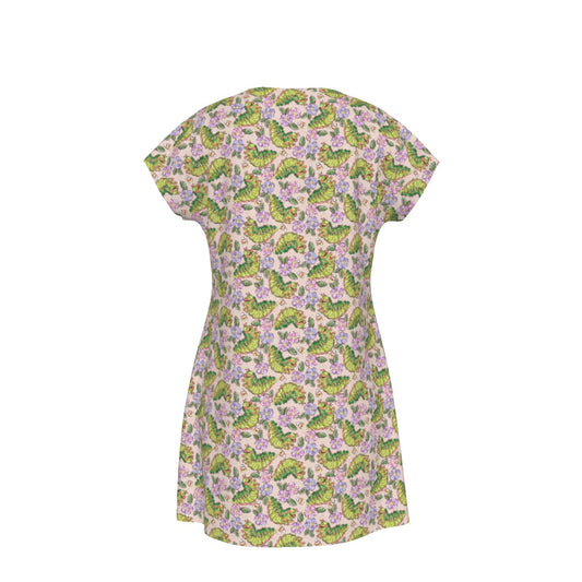 Cheerful Caterpillar Garden - Women's T-Shirt Dress