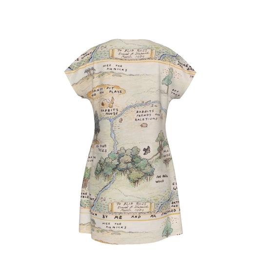 Hundred Acre Map - Women's T-Shirt Dress