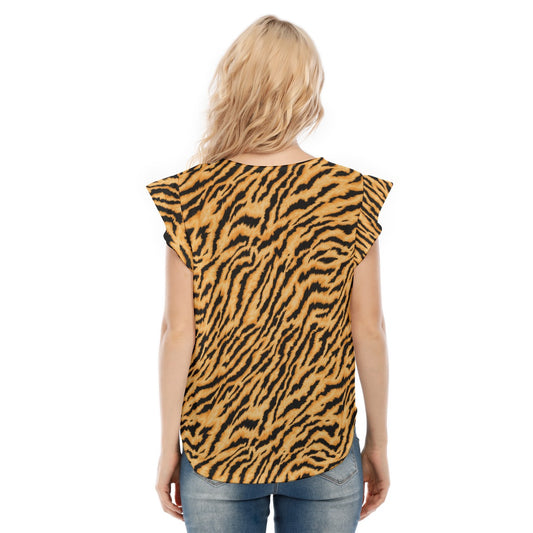 Animal Print - Tiger - Women’s Flutter Sleeve Top